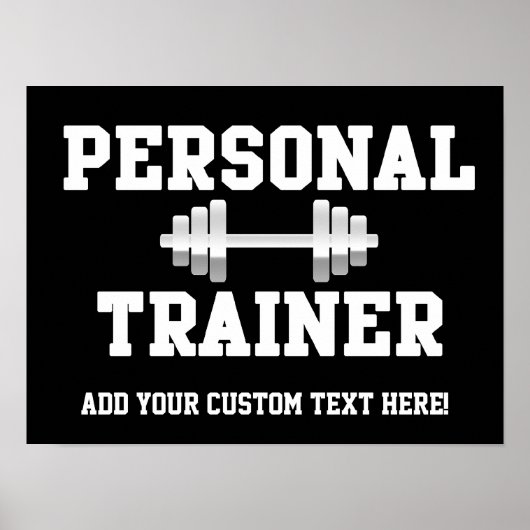 Personal Trainer Schwarz-Weiß Dumbell Training Poster (Vorne)