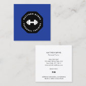 Personal Trainer Training Blue Emblem Quadratische Visitenkarte (Vorne/Hinten)