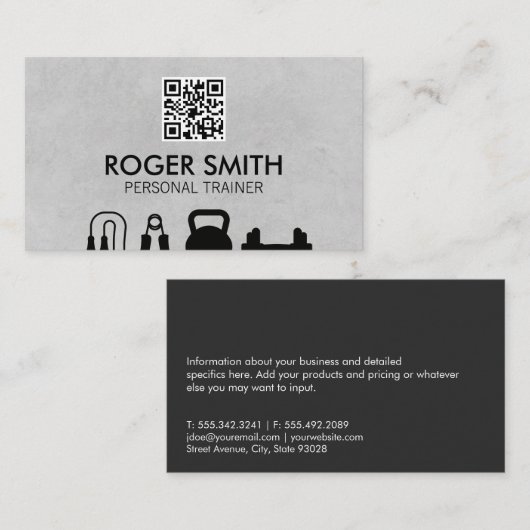 Personal Trainer | Trainingsausrüstung | QR Visitenkarte (Vorne/Hinten)