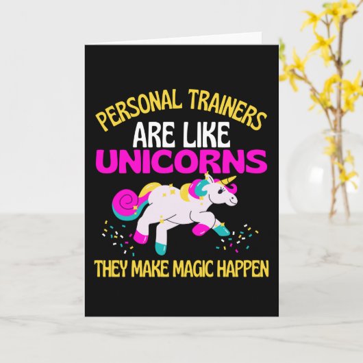 Personal Trainer Unicorn , Magical Unicorn Gym Fun Karte (Gelbe Blume)