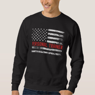 Personal Trainer USA Flag Profession Retro Job Tit Sweatshirt