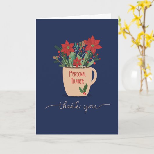 Personal Trainer Vielen Dank Weihnachten Poinsetti Karte (Gelbe Blume)