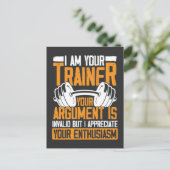 Personal Trainer Workout Zitat Funny Weigheben Postkarte (Stehend Vorderseite)