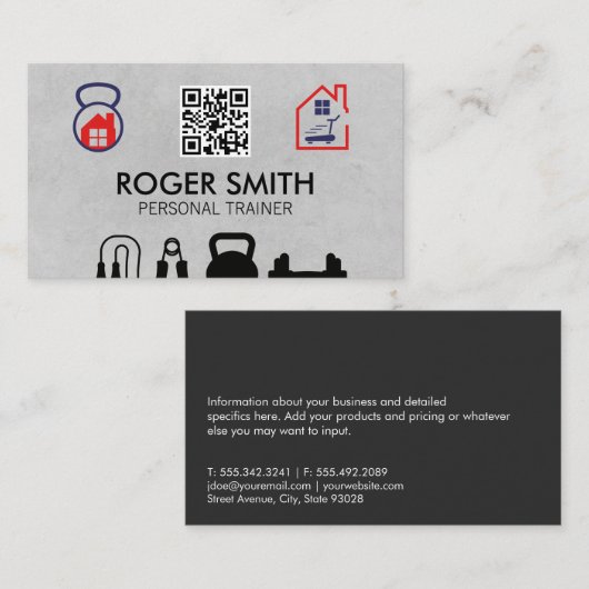 Personal Trainer | Zuhause Workout | QR Visitenkarte (Vorne/Hinten)