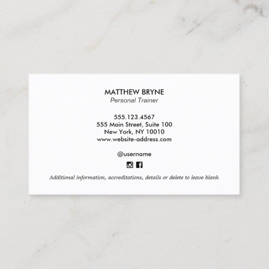 Personal Training Trainer Bodybuilder Visitenkarte (Rückseite)