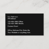 Personal und Unternehmensführung Visitenkarte (Rückseite)