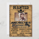 Personal Western Cowboy with Photo Birthday  Einladung (Vorderseite)