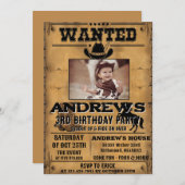 Personal Western Cowboy with Photo Birthday Einladung (Vorne/Hinten)