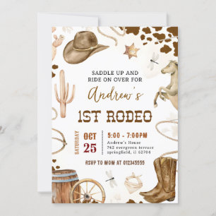 Personal Wild West 1. Cowboy Rodeo Geburtstagspart Einladung