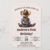 Personal Wild West First Rodeo Cowboy Birthday Einladung (Vorne/Hinten)