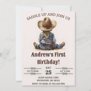 Personal Wild West First Rodeo Cowboy Birthday Einladung