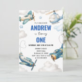 PersonalAirplane 1. Geburtstag Party für Junge Inv Einladung (Stehend Vorderseite)