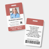 Personalausweis-Foto-Barcode-Logo Rekordroter Name Ausweis (Vorder- & Rückseite)