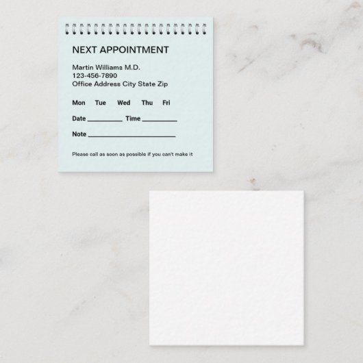 Personalausweis für Ärztebüros Terminkarte (Vorne/Hinten)