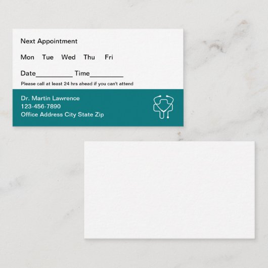 Personalausweis für Ärztebüros Terminkarte (Vorne/Hinten)