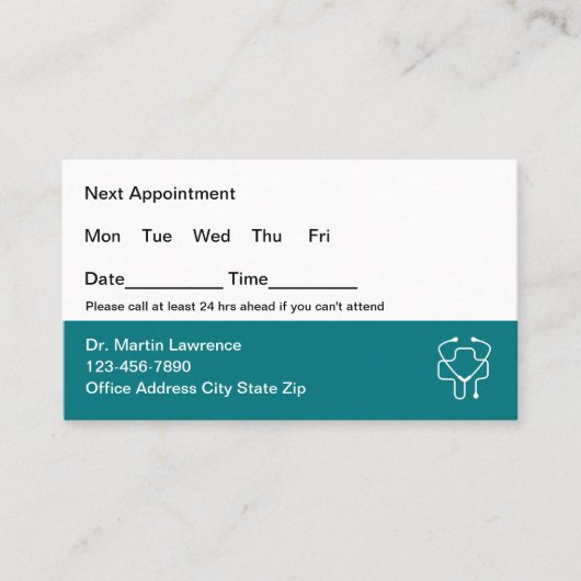 Personalausweis für Ärztebüros Terminkarte (Vorderseite)