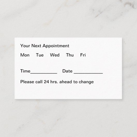 Personalausweis für Krankenpfleger Terminkarte (Rückseite)