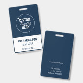Personalausweis für Mitarbeiter mit Blue Logos Ausweis (Vorder- & Rückseite)
