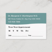 Personalausweise des Arztes Terminkarte (Vorderseite)