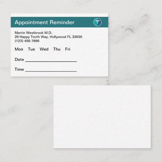 Personalausweise des Arztes Terminkarte (Vorne/Hinten)