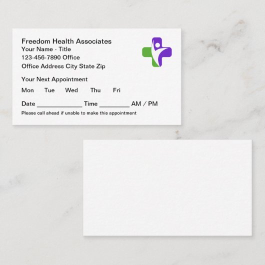 Personalausweise des Gesundheitsamtes Terminkarte (Vorne/Hinten)