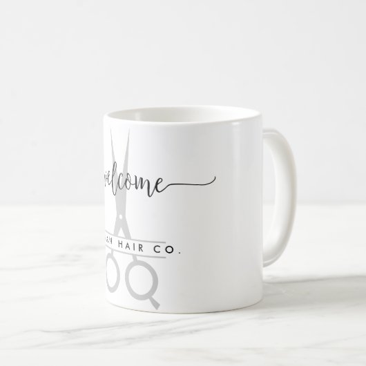 Personali Hair Salon Willkommen mit dem Scheren Lo Kaffeetasse (VorderseiteRechts)
