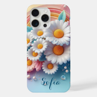 Personalidado Flores Margarita 3D Colores Pasteles iPhone 15 Pro Max Hülle