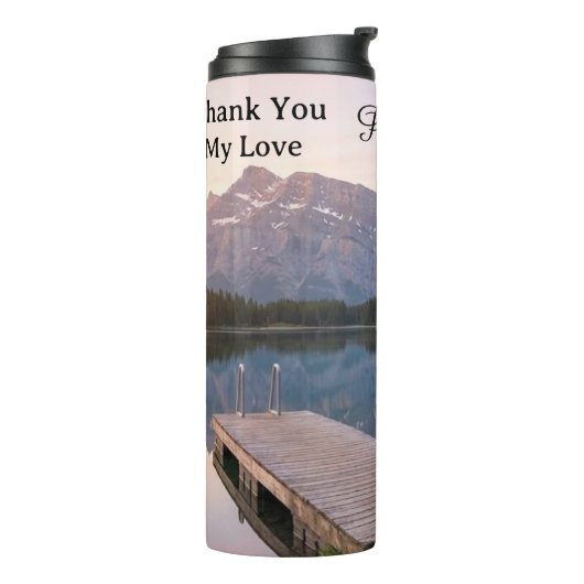 Personalise Alps Mountain Lake Nature Landscape Thermosbecher (Nach links gedreht)