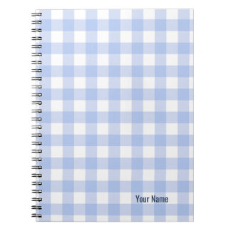 PERSONALISE Blue Gingham Pattern Notebook Notizblock