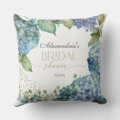 Personalise Bridal Shower Blue Hydrangeas Welcome Kissen (Rückseite)