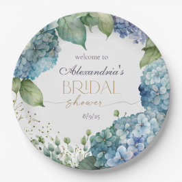 Personalise Bridal Shower Blue Hydrangeas Welcome Pappteller