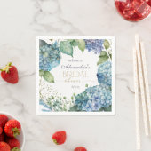 Personalise Bridal Shower Blue Hydrangeas Welcome Serviette (Beispiel)