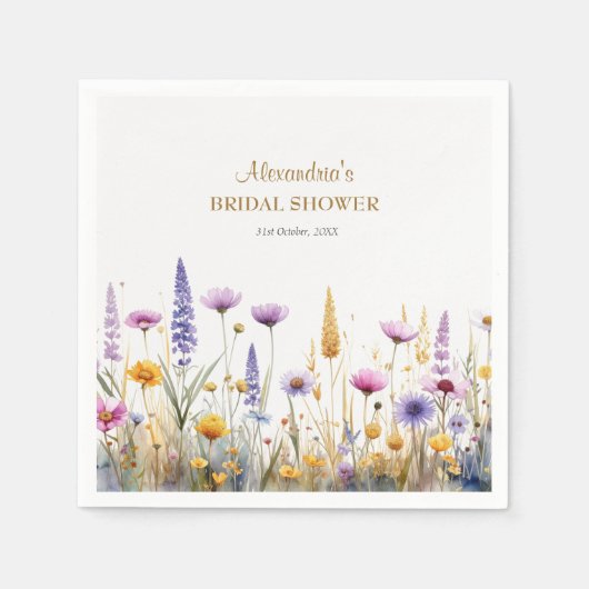 Personalise Bridal Shower Wildflowers Serviette (Vorderseite)