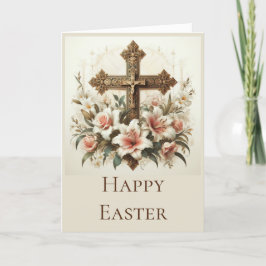 Personalise this Easter Card with Cross and Lilies Dankeskarte