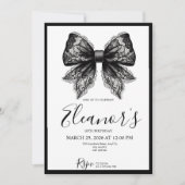 Personalised 18th Black Bow Birthday Invitation Einladung (Vorderseite)