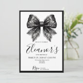 Personalised 18th Black Bow Birthday Invitation Einladung (Stehend Vorderseite)