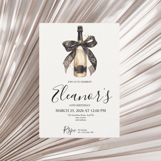 Personalised 18th Champagne Birthday Invitation Einladung