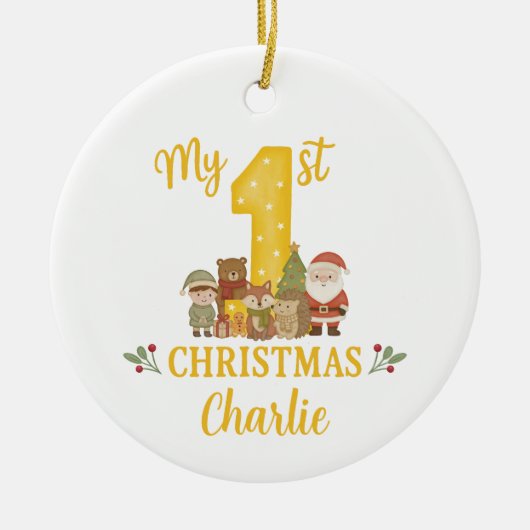 Personalised 1st Christmas Tree Decoration  Keramik Ornament (Vorne)