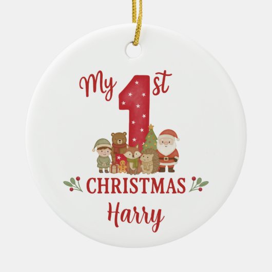 Personalised 1st Christmas Tree Decoration Keramik Ornament (Vorne)
