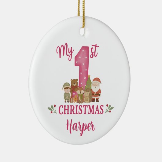 Personalised 1st Christmas Tree Decoration  Keramik Ornament (Rechts)