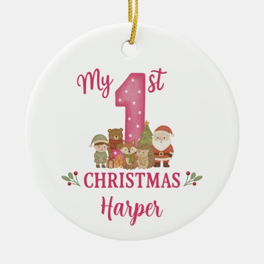 Personalised 1st Christmas Tree Decoration Keramik Ornament (Vorne)