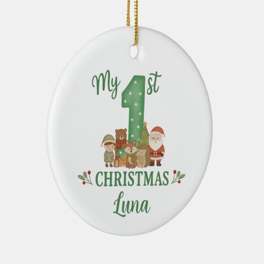Personalised 1st Christmas Tree Decoration  Keramik Ornament (Rechts)