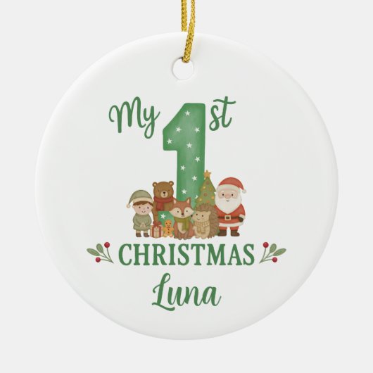 Personalised 1st Christmas Tree Decoration  Keramik Ornament (Vorne)