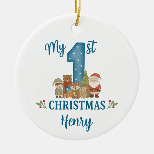 Personalised 1st Christmas Tree Decoration  Keramik Ornament (Vorne)