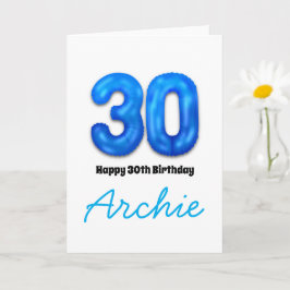 Personalised 30th Birthday Number Balloon Card Karte