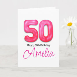 Personalised 50th Birthday Number Balloon Card Karte
