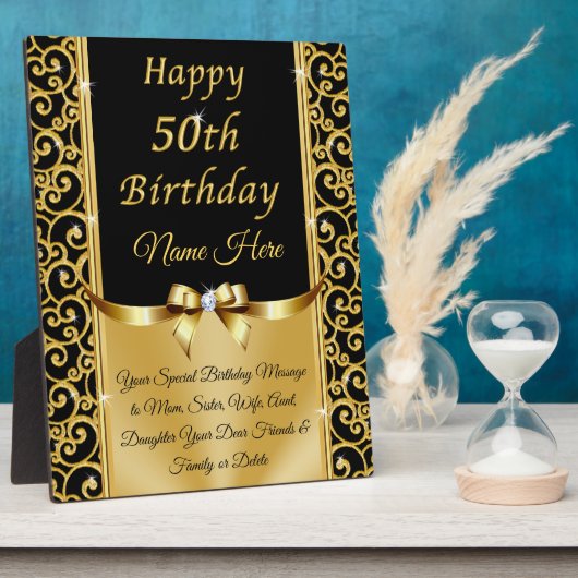 Personalised 50th Birthday Ohrts for Her, 50th Fotoplatte (Seite)