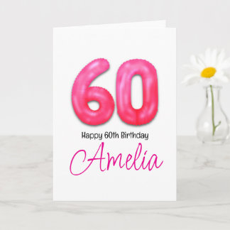 Personalised 60th Birthday Number Balloon Card Karte