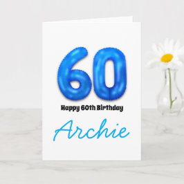 Personalised 60th Birthday Number Balloon Card Karte
