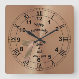 Personalised 7th Copper Anniversary Gift Idea Quadratische Wanduhr